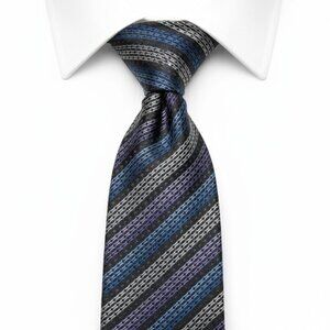 Men’s Tie Italian Hand Made 100% Silk Blue Grey Purple